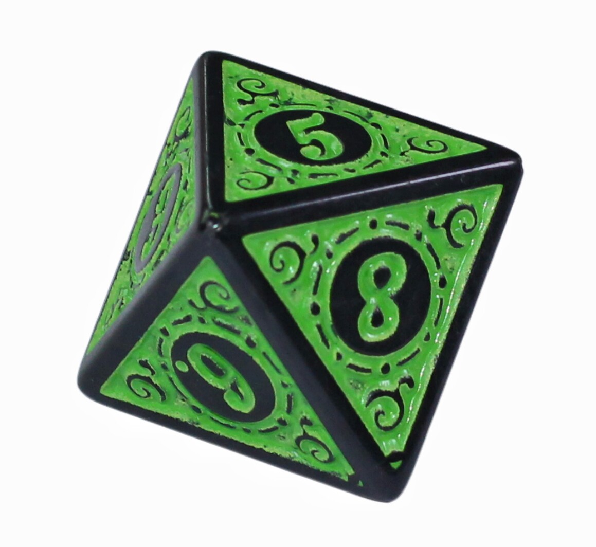 8面骰子 花纹多面数字色子跑团桌游配件4/6/8/10/12/20面筛子道具