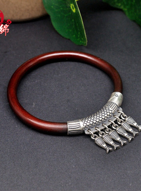 纯银鸡血藤手镯西藏手镯