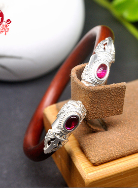 野生饰品西藏鸡血藤本命年纯银