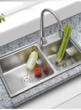 65x38 68x39 72x41 75x41 78x43厨房双盆SUS不锈钢洗碗盆加厚拉丝