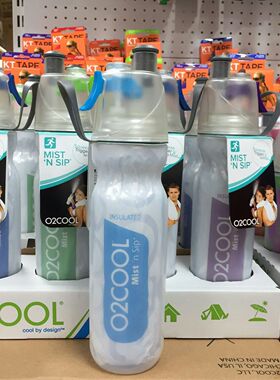 美国O2COOL户外防漏双层运动水壶学生保温保冷喷雾水杯一代清仓