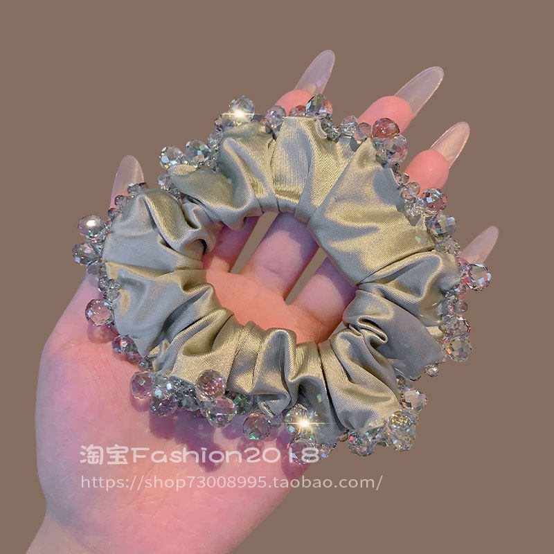 韩版优雅小清新水晶发圈百搭气质大肠圈精致时尚发绳甜美发饰头饰