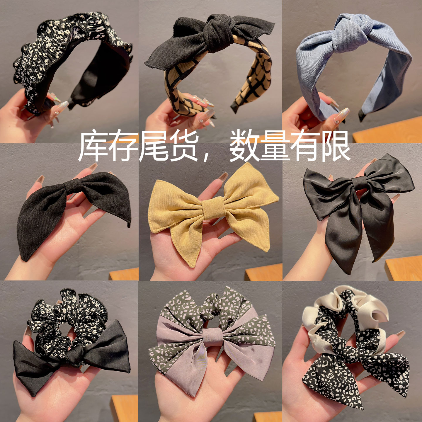 简约气质蝴蝶结发圈新款高级感发箍弹簧夹甜美飘带发绳扎马尾发带