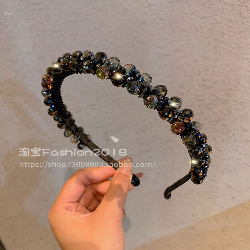 高级感复古法式水晶发箍女奢华百搭细款名媛发饰甜美高端时尚头箍