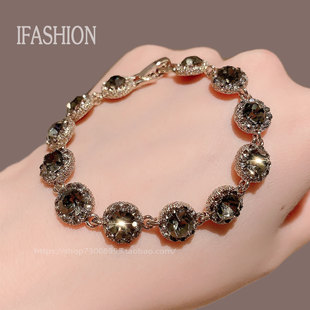 欧美个性闪钻彩色锆石几何手链时尚百搭手环轻奢高级感气质手饰品