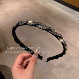 细款麻花编织高颅顶头箍气质轻奢超闪满钻发箍高级感百搭时尚发饰