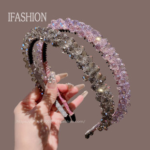 2025新款时尚小众设计水钻发箍优雅法式气质甜美头箍外出压发发饰