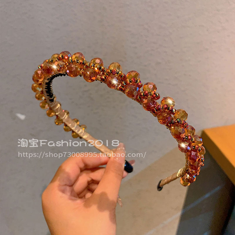 超闪锆石精致水晶发箍韩国时尚气质小众超仙发饰带齿防滑压发发卡