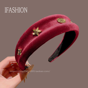 简约高级感小香风红色丝绒发箍高级气质百搭高颅顶头箍2025新款 女