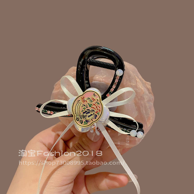 轻奢复古玫瑰花朵发夹女后脑勺超仙新款抓夹高级感鲨鱼夹无痕发抓