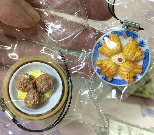 日本进口食玩手机链 挂件挂饰 虾饺肉丸 仿真中式早点小点心摆件