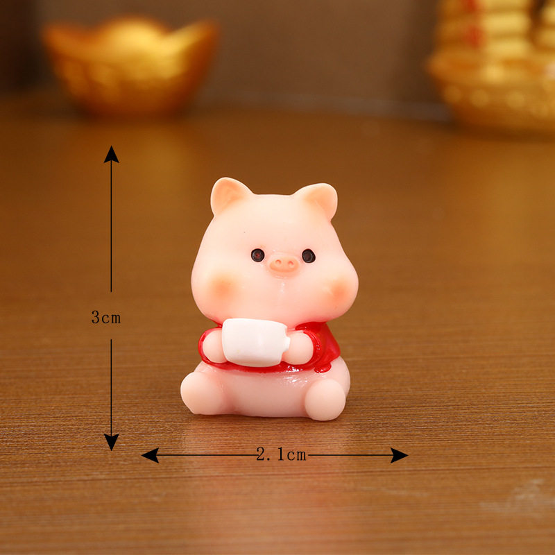 拿茶杯的小猪 可爱卡通q版公仔人偶摆件 茶杯猪猪 送礼佳品