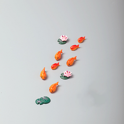 日本食玩 树脂材料大号红金鱼 微缩拍摄池塘模型布景道具卡通摆件