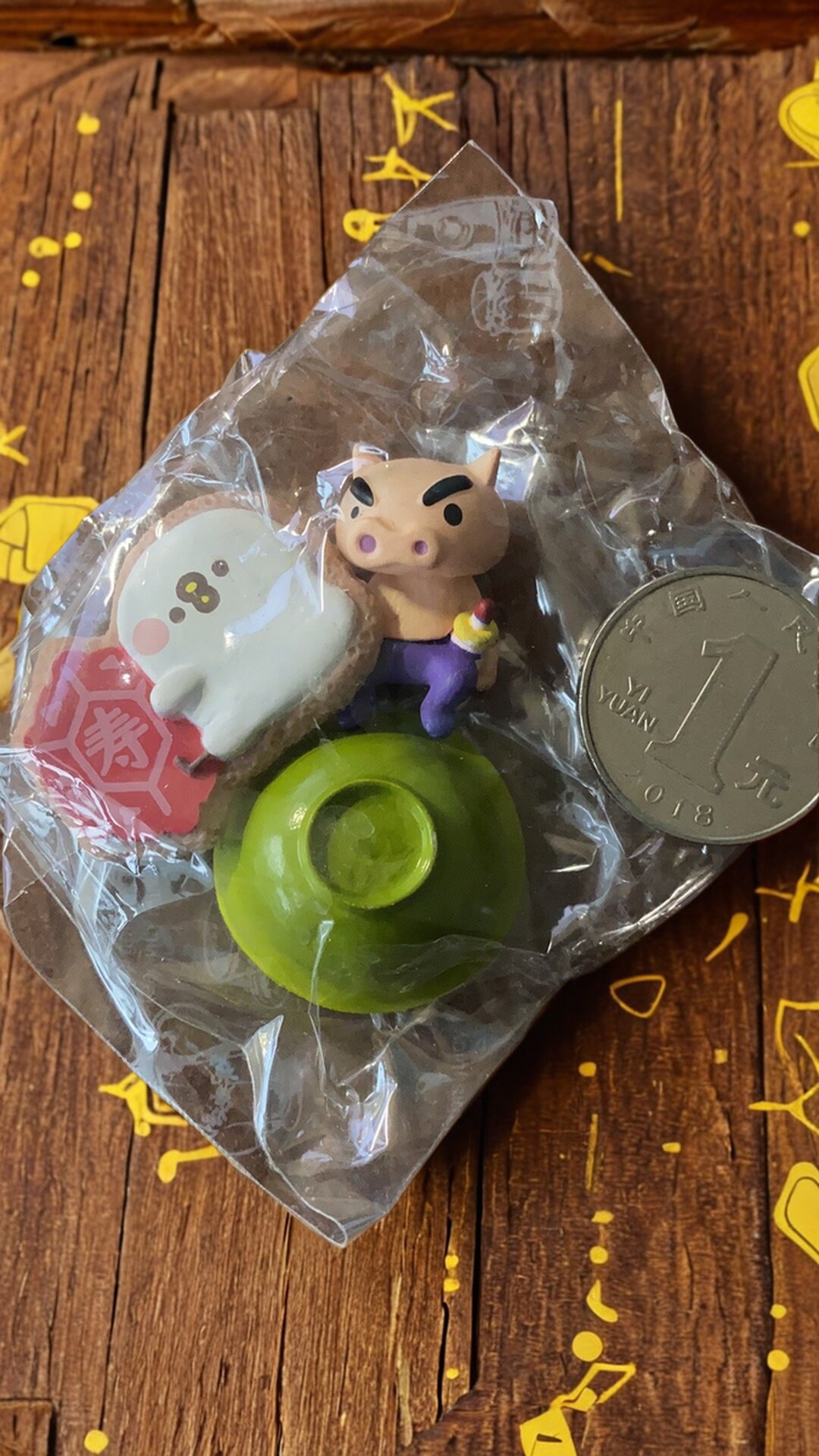 绝版蜡笔小新小猪场景摆件