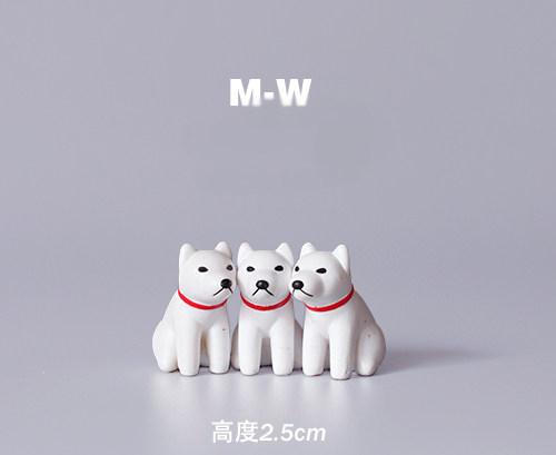 日本正版动物模型 卡通小狗 萌犬白色秋田犬 小号公仔摆件 2.5cm