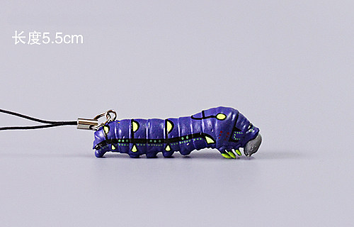 宅客模玩 紫色怪毛毛虫 可弯曲 蛾/蝴蝶幼虫 手机链挂件 5.5cm