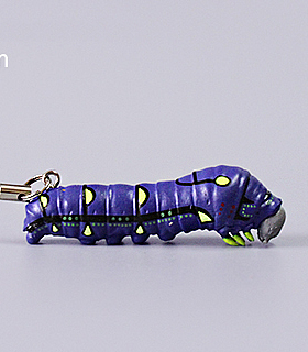 宅客模玩 紫色怪毛毛虫 可弯曲 蛾/蝴蝶幼虫 手机链挂件 5.5cm