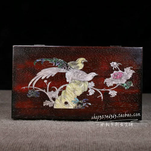 Инкрустация камня из розового дерева, коробочка для хранения из натурального дерева из старинного материала, сундук с сокровищами