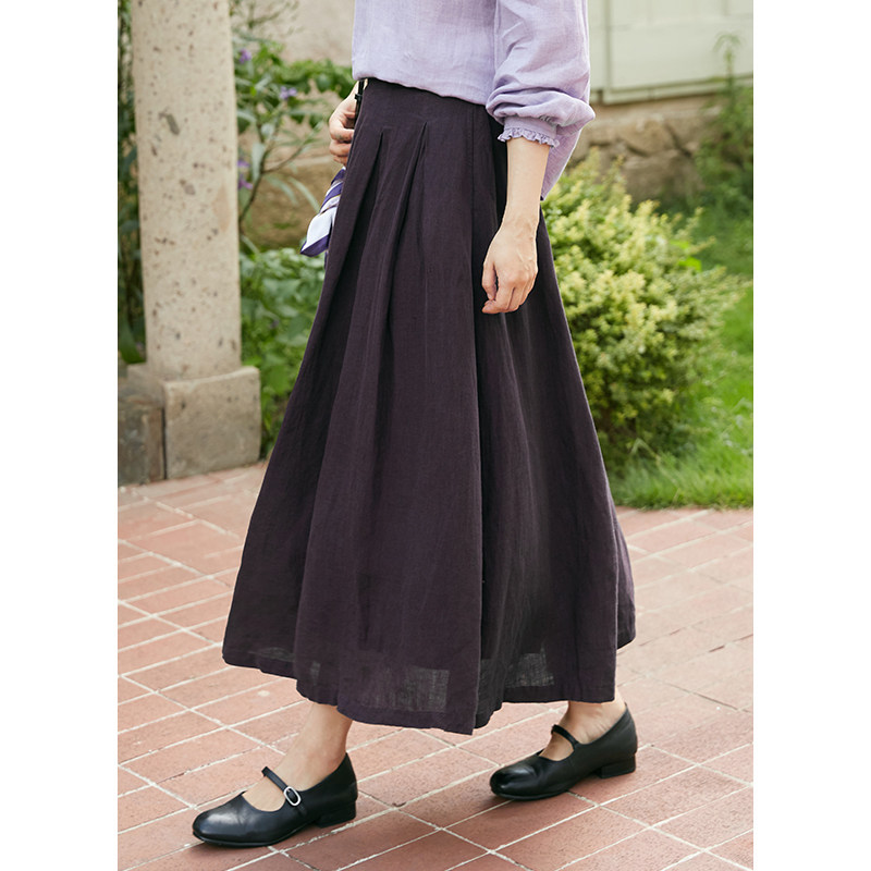 忘城中长款文艺复古半身裙