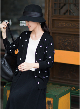 忘城M652座/星空灿烂/2021秋季新款26支全羊毛波点针织衫短外套女