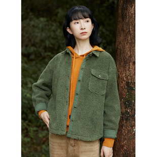 式 忘城A697座 复合保暖仿羊羔绒翻领大衬衫 冬新款 外套 植物系女孩