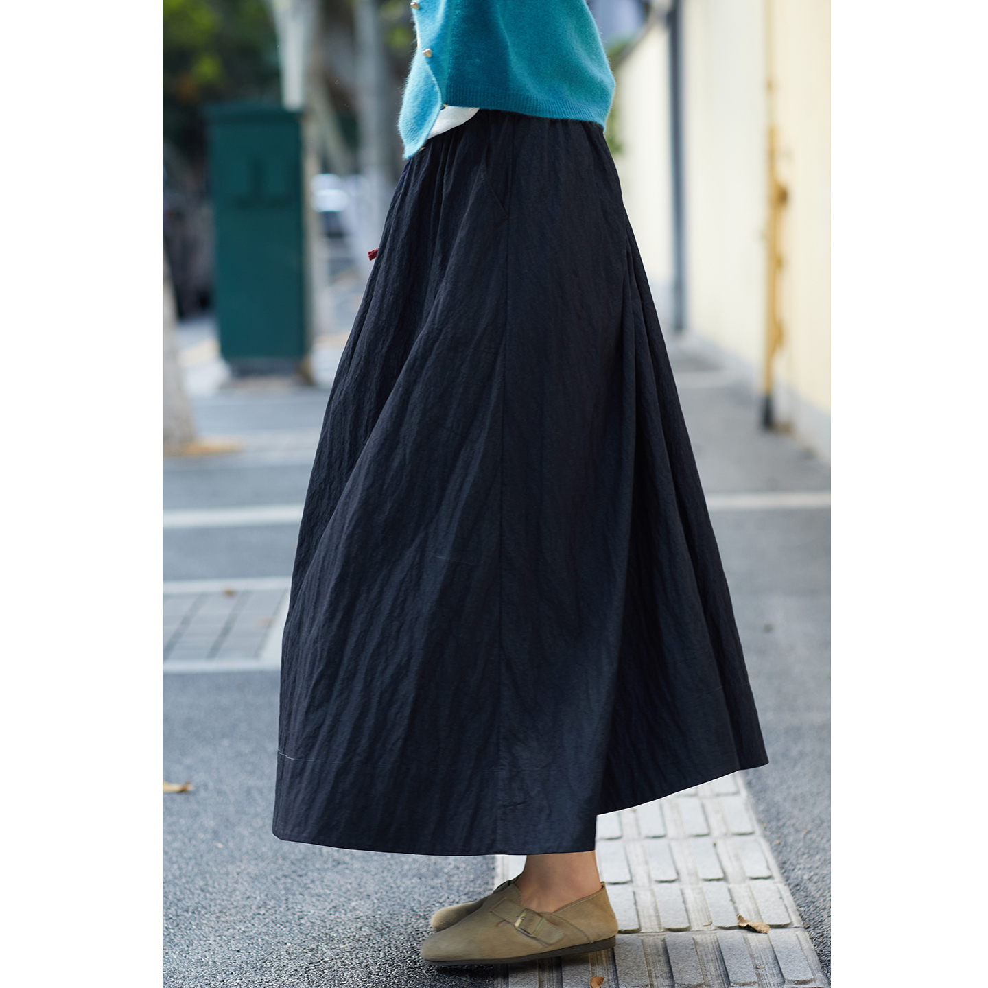 忘城T611座/人生如逆旅/秋款人棉锦纶混纺文艺遮肉a字半身裙半裙