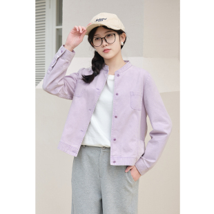 上衣女 26春新小个子全棉立领外套百搭短款 忘城H1485座 风里低语