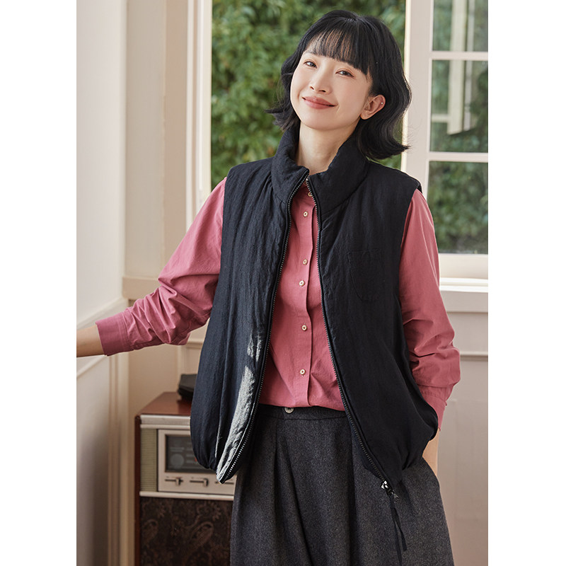 忘城H1017座/平淡的救赎/冬180g羊毛棉黑色保暖百搭棉服马甲外套,女装/女士精品,马夹,淘宝优惠券,粉丝福利购,淘宝优惠卷