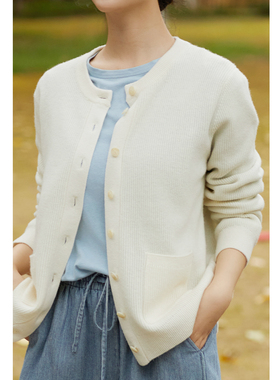 忘城A1120座/心生暖意/冬26支双股美利奴羊毛元宝针羊毛开衫外套