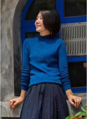 忘城C524座/五颜六色/2022秋新款五色肌理感羊毛混纺半高领打底衫