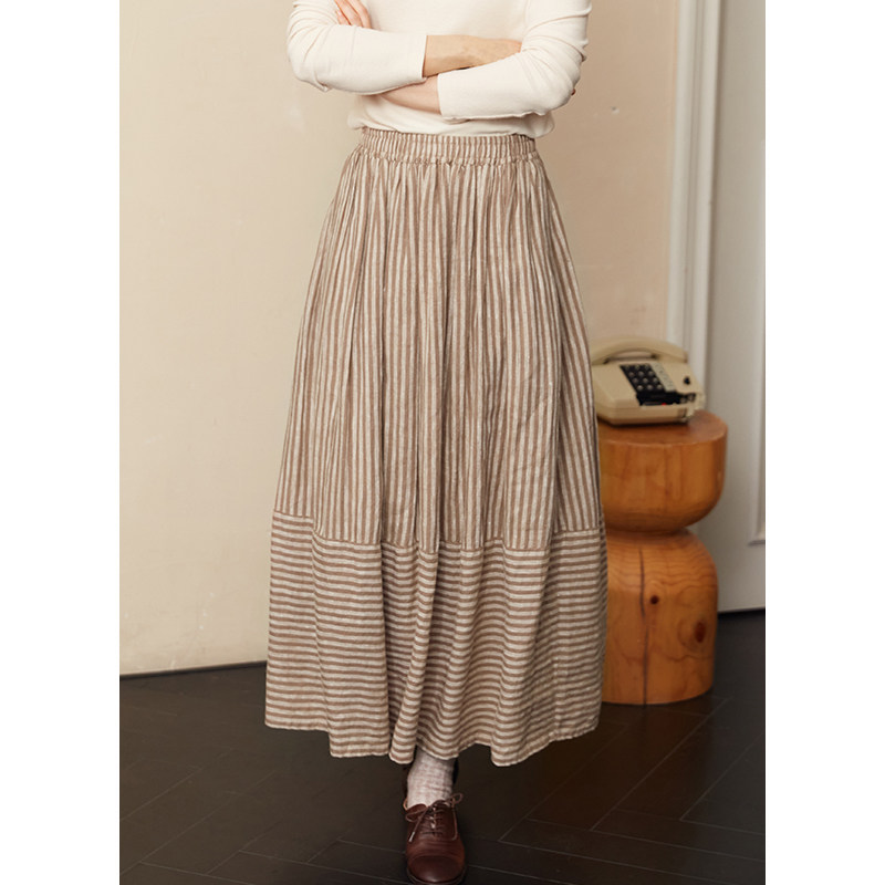 忘城中长款文艺复古半身裙