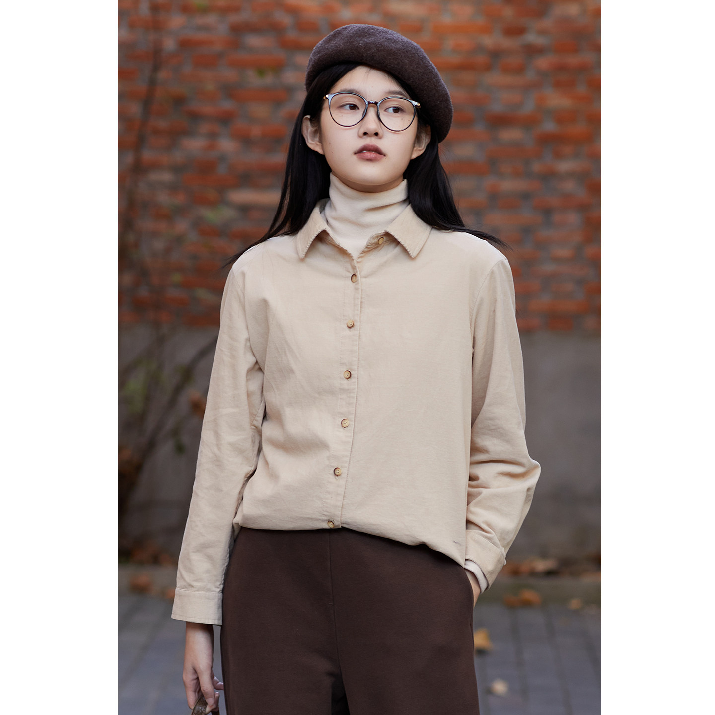 忘城N946座/杏色时光/冬款纯棉28坑复古灯芯绒翻领衬衫内搭衬衣女,女装/女士精品,衬衫,淘宝优惠券,粉丝福利购,淘宝优惠卷