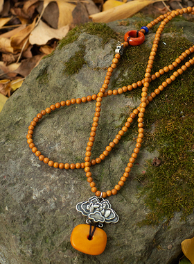 忘城天然蜜蜡文艺复古项坠