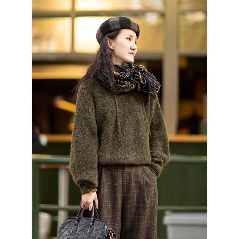 忘城连帽休闲马海毛羊毛毛衣卫衣