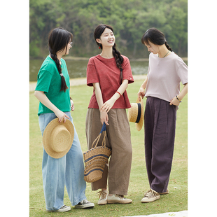 棉氨纶宽松微弹炒雪花印花绣花短袖 新款 T恤上衣 夏季 忘城H1174座