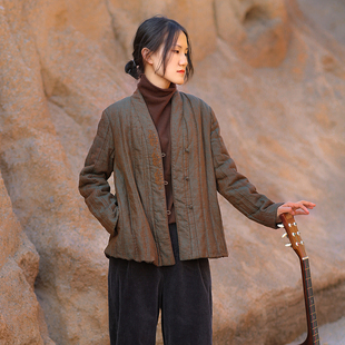 色织刺绣亚麻棉服女复古短款 2020新款 冬日序歌 忘城D198座