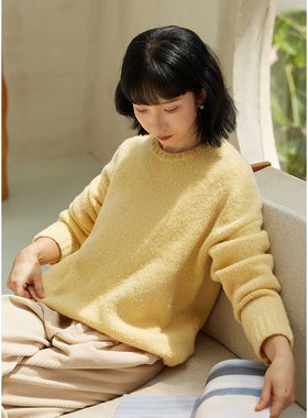 忘城T402座/金色的本能/秋冬小众进口定染圈圈纱羊毛黄色针织毛衣