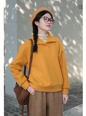 忘城A1191座/寄予黄昏/冬季羊毛混纺保暖上衣polo领卫衣女打底衫