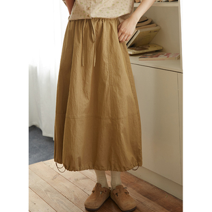 棉混纺可调节下摆系带工装 忘城Y572座 冬季 私语 风半身裙女 太阳