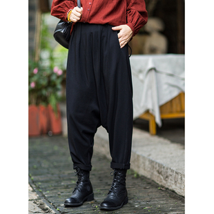 长裤 忘城C340座 原创黑色不规则拼接吊裆裤