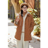 暖阳 冬季 新款 忘城H1427座 纯棉灯芯绒90白鸭绒羽绒服外套中长款