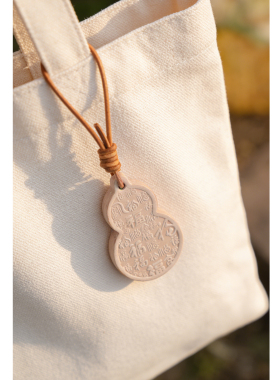 忘城X-235座/双面福字葫芦挂件手工真皮钥匙扣国风挂件礼物小吊坠