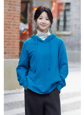 忘城A1102座/四季更替/秋冬新款重磅400G纯棉连帽卫衣长袖上衣女