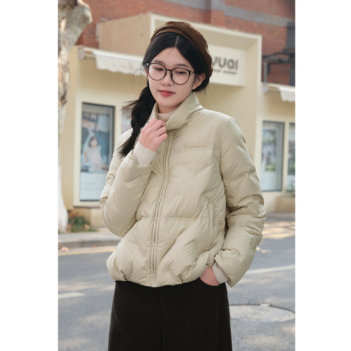 忘城W206座/云迹/90白鸭绒蓬松保暖羽绒服冬立领小个子短款外套女
