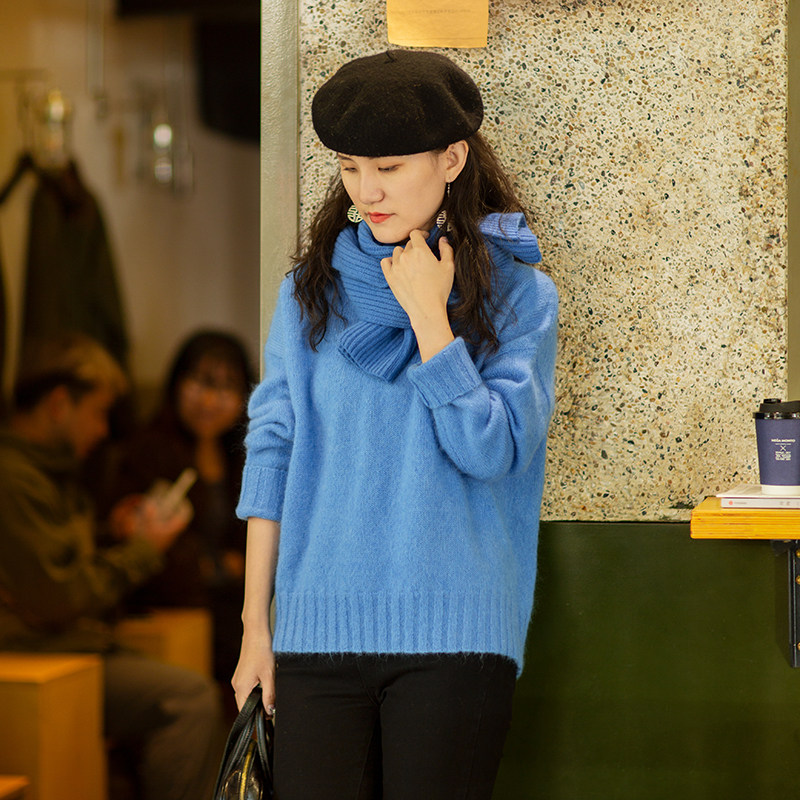 忘城9945座/云雾仙子/2022冬4.5支超细马海毛蓝色V领毛衣羊毛衫,女装/女士精品,毛衣,淘宝优惠券,粉丝福利购,淘宝优惠卷