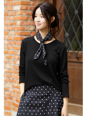 忘城C2006座/有一种美/秋冬新款100%可水洗羊毛黑色打底针织衫