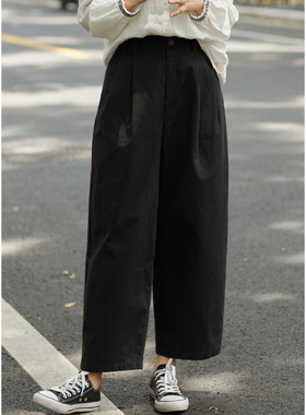 忘城H1289座/秋天的样子/秋季重磅100%色织匹马棉230G直筒裤裤子