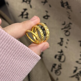 古法金包银碎冰冰戒指女爆闪情侣对戒百搭高级感指环送女友