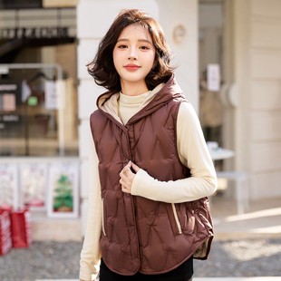 菱格鹅绒羽绒马甲女款秋冬季2025新款轻薄羽绒服坎肩背心马夹外穿