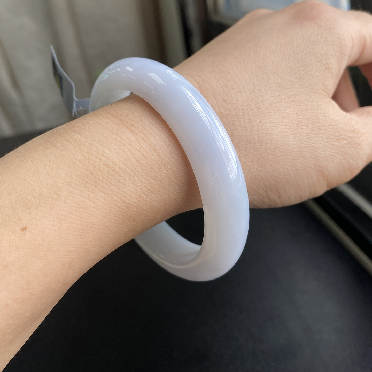 泗隆珠宝-天然A货翡翠手镯玉石玉器镯子 缅甸紫罗兰玉手镯53圈口